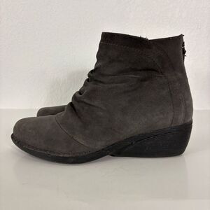 Dansko Arisa Grey Leather Suede Ankle Low Heel Booties Size 12